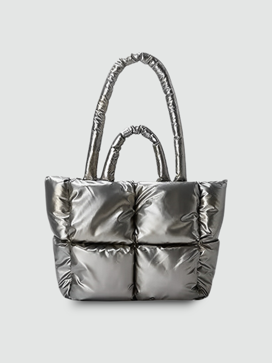 Bolsa Puffer Grande Prata Garbo Mariana - Garboza