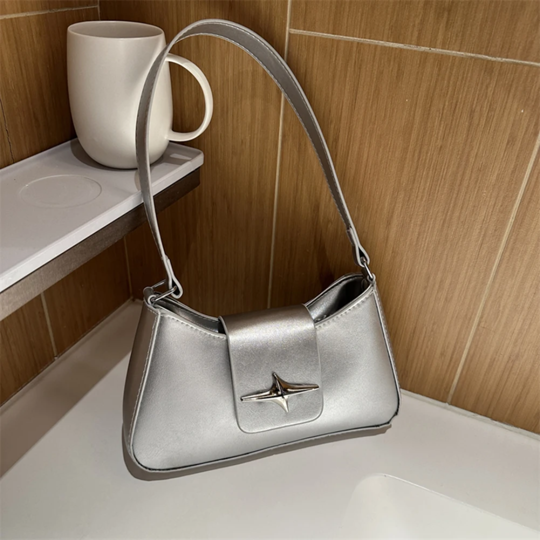 Bolsa De Ombro Pequena Prata Garbo Violeta - Garboza