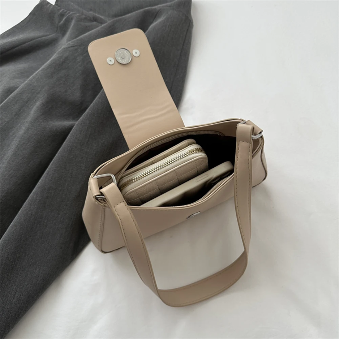 Bolsa De Ombro Pequena Bege Garbo Violeta - Garboza