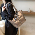 Bolsa Puffer Grande Prata Garbo Mariana - Garboza