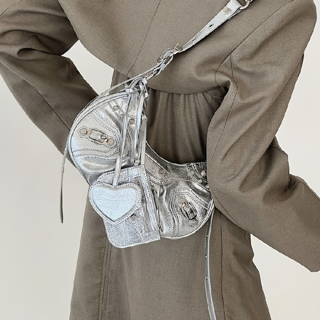 Bolsa Transversal Pequena Prata Garbo Aisha - Garboza