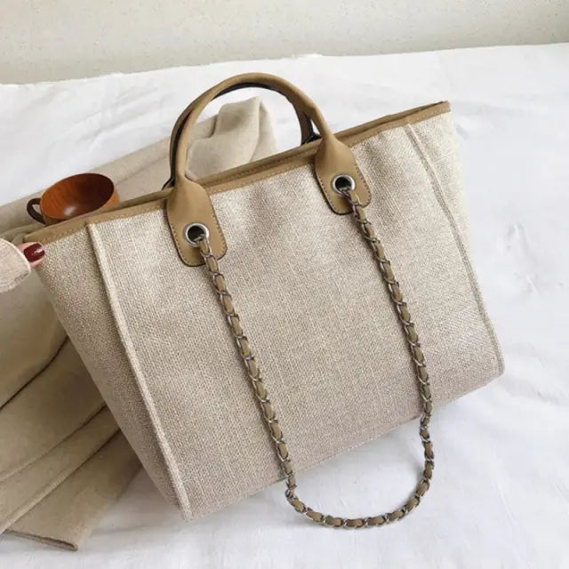 Bolsa Tote Grande Bege Garbo Nicole - Garboza