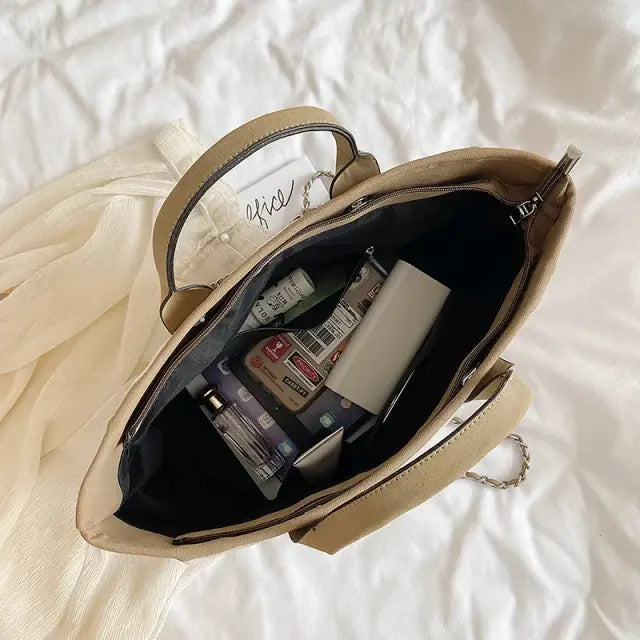 Bolsa Tote Grande Bege Garbo Nicole - Garboza