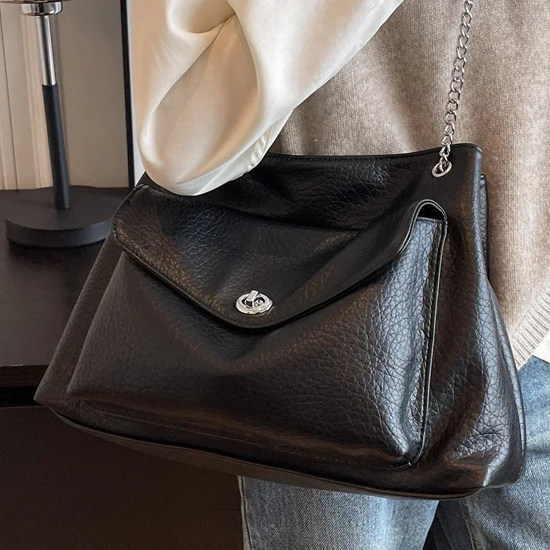 Bolsa Satchel Grande Preto Garbo Ana Laura - Garboza