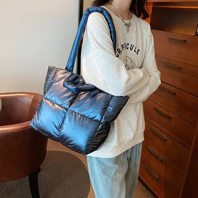 Bolsa Puffer Grande Azul Garbo Mariana - Garboza