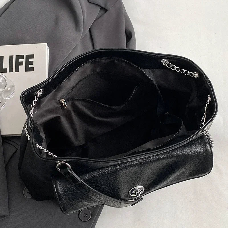 Bolsa Satchel Grande Preto Garbo Ana Laura - Garboza