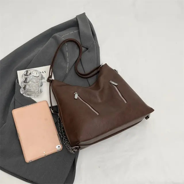 Bolsa Hobo Grande Marrom Garbo Zoe - Garboza