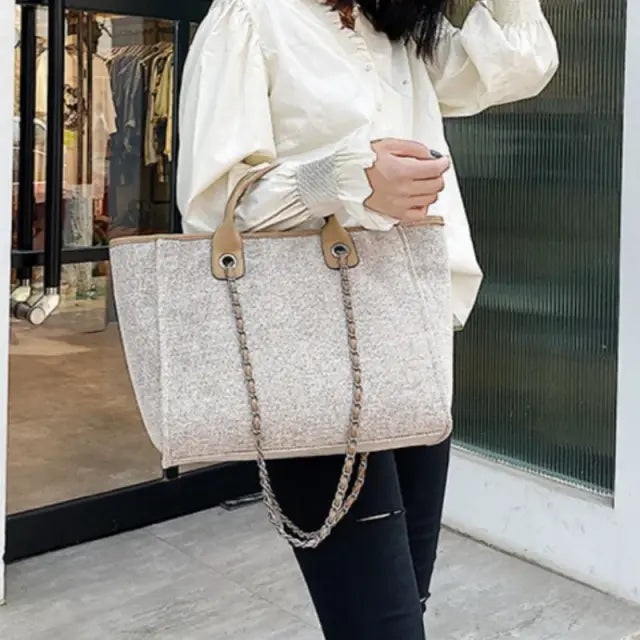 Bolsa Tote Grande Bege Garbo Nicole - Garboza